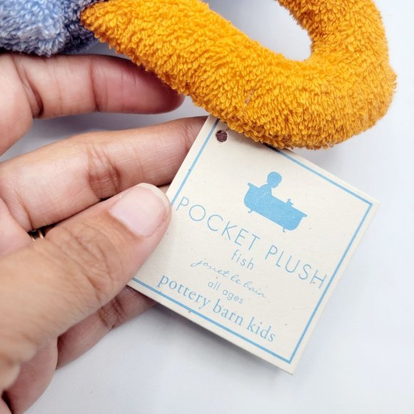 Pottery Barn Kids Blue Terrycloth Pocket Plush Fish Toiletry Bag Bath Toy Zipper - Picture 6 of 12